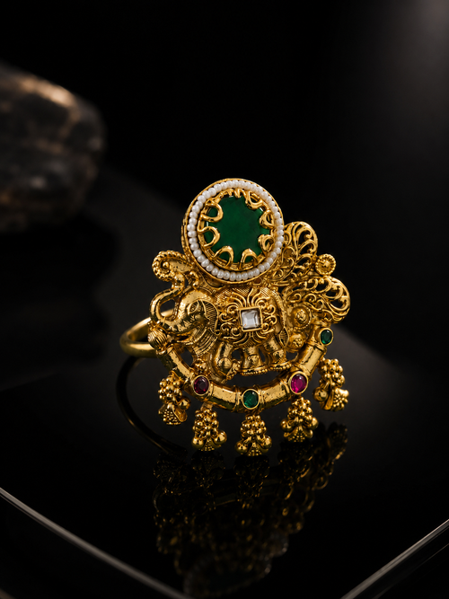 Kiara Jewels Antique Peacock Temple Ring
