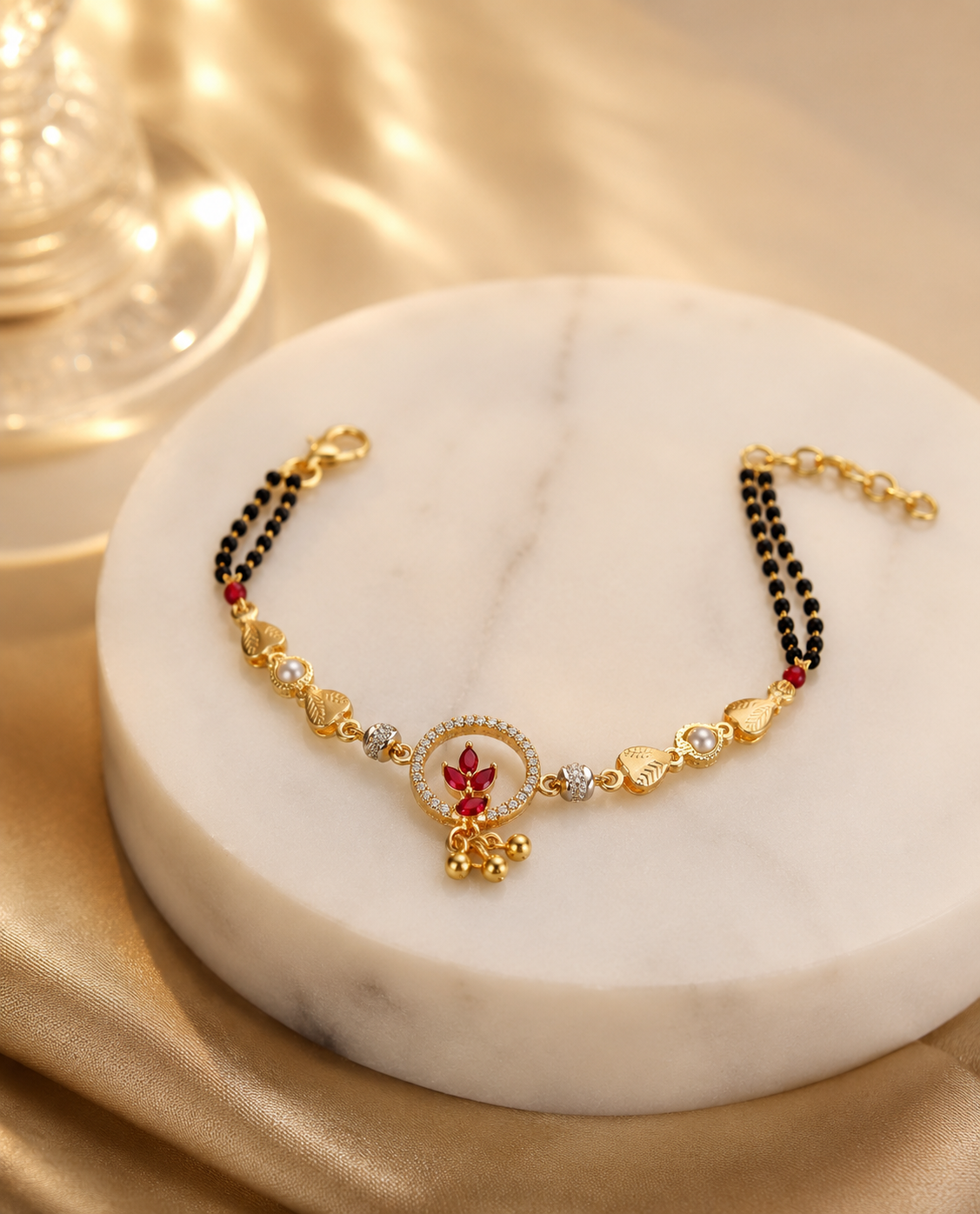 Belliza Jewels Royal Ruby Charm Mangalsutra Bracelet