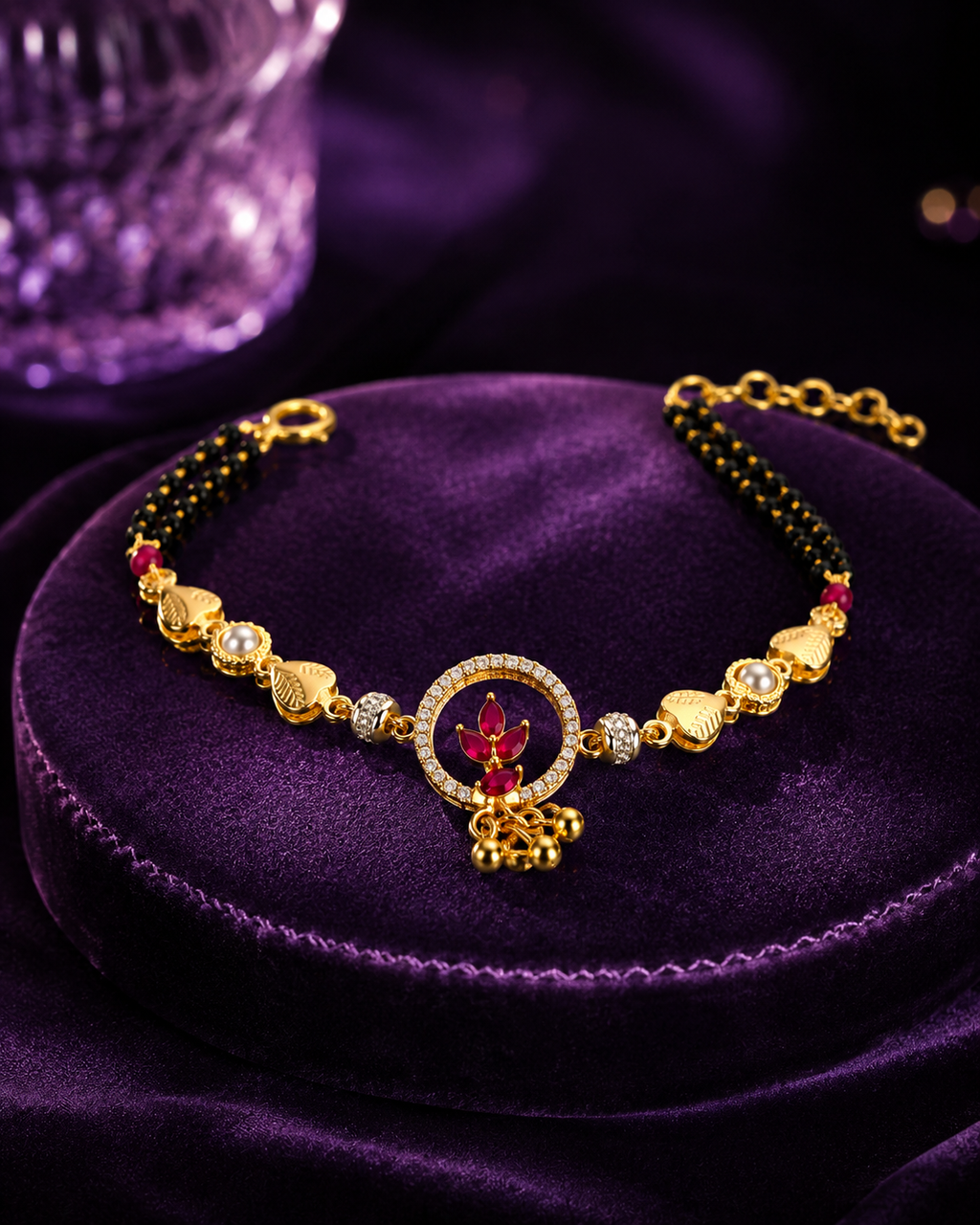 Belliza Jewels Royal Ruby Charm Mangalsutra Bracelet