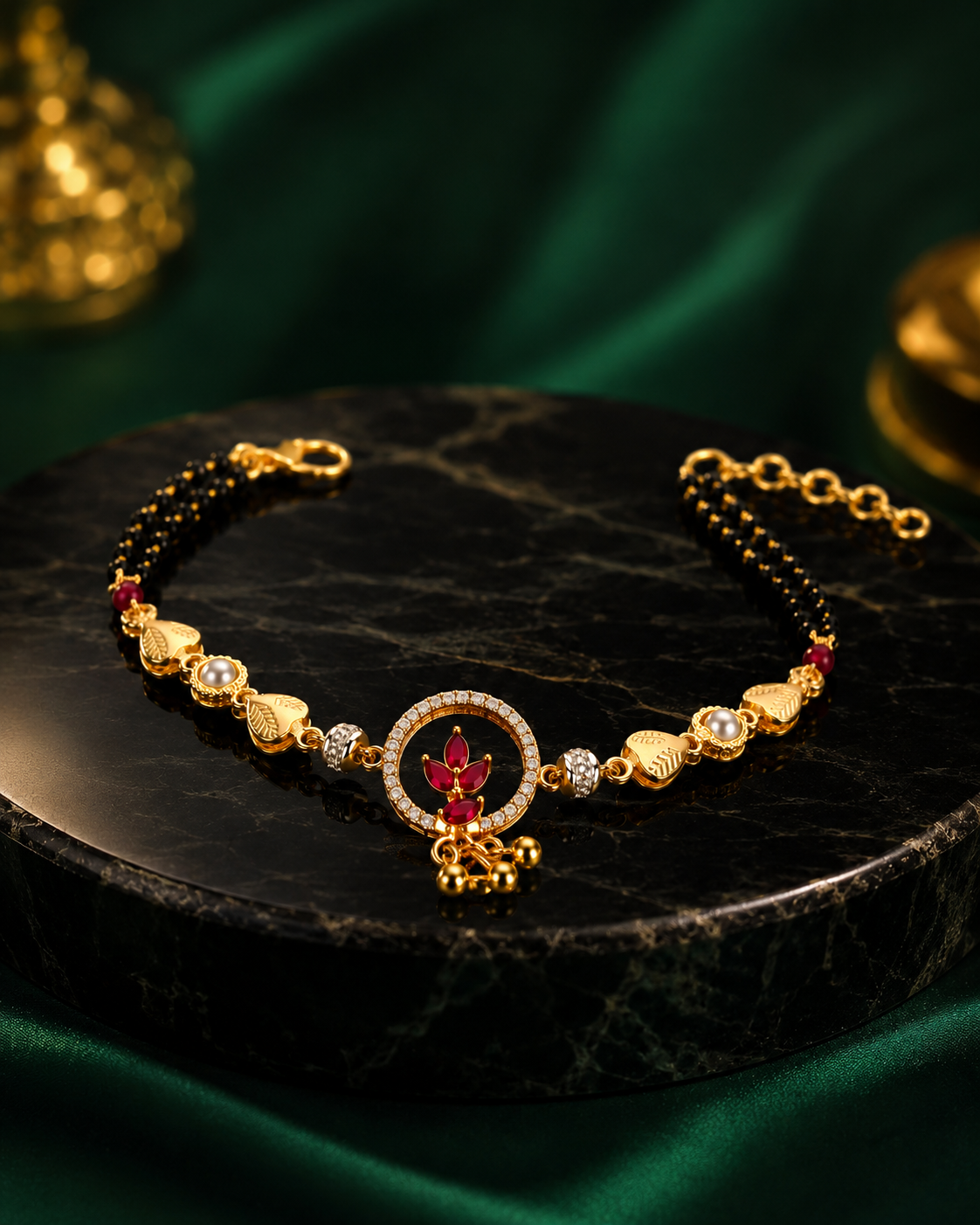 Belliza Jewels Royal Ruby Charm Mangalsutra Bracelet
