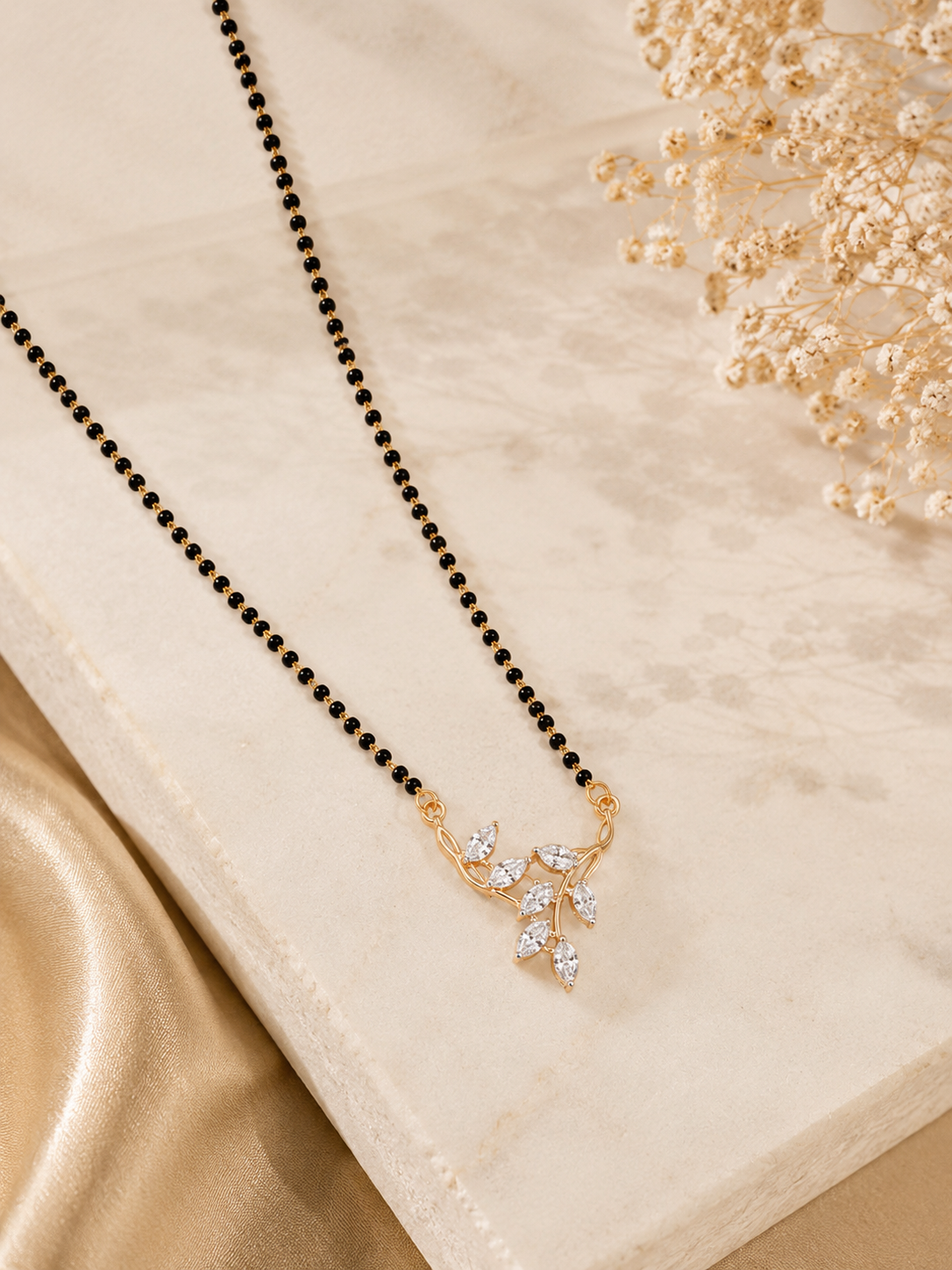 Belliza Jewels Floral Vine Gold Plated Mangalsutra