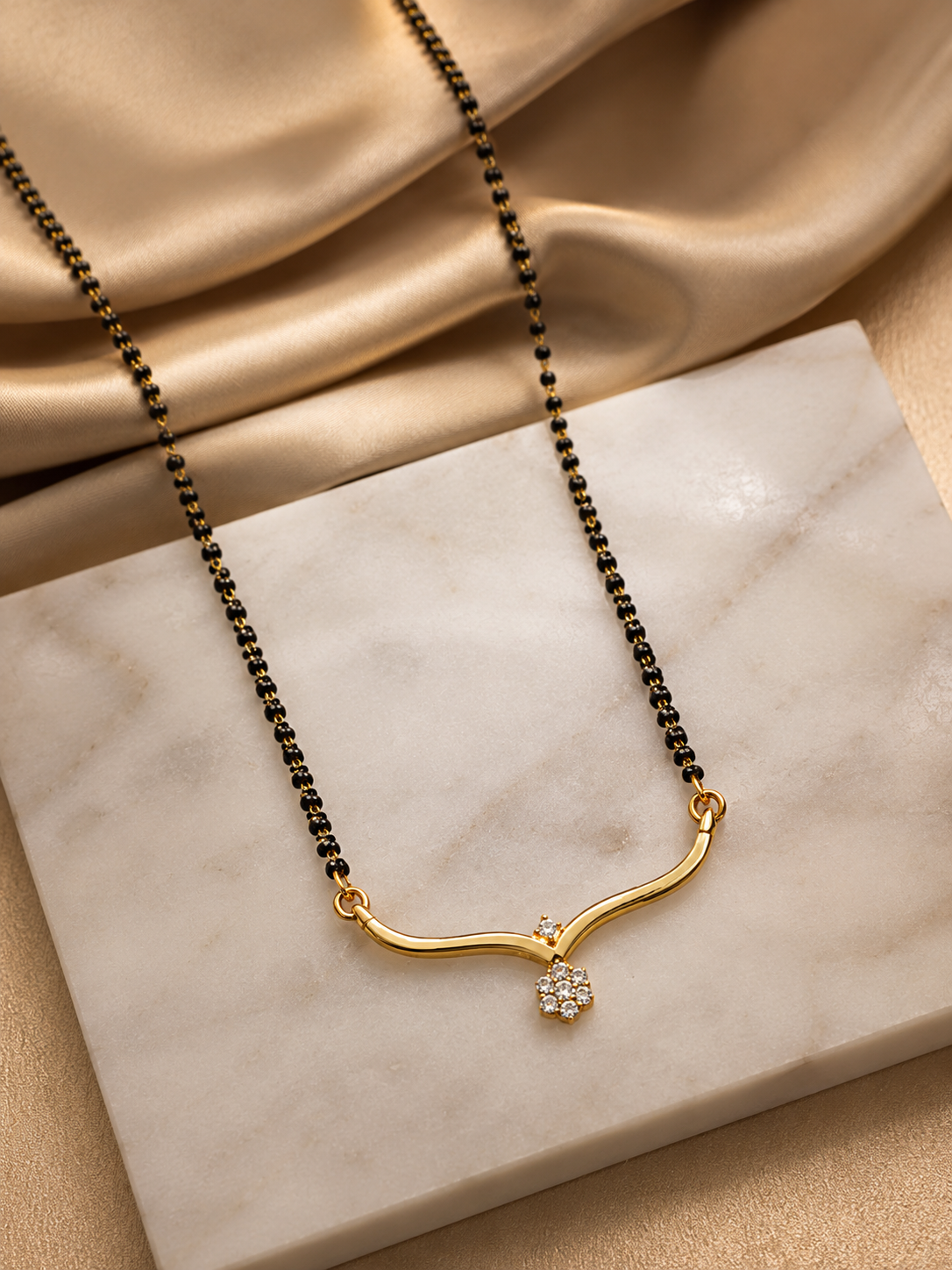 Belliza Jewels Floral Diamond Mangalsutra