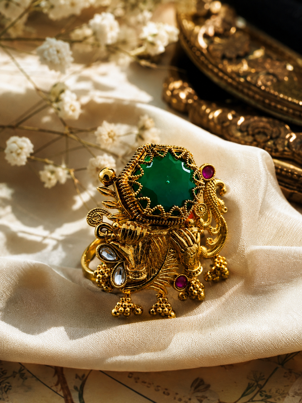 Belliza Jewels Royal Emerald Elephant Ring