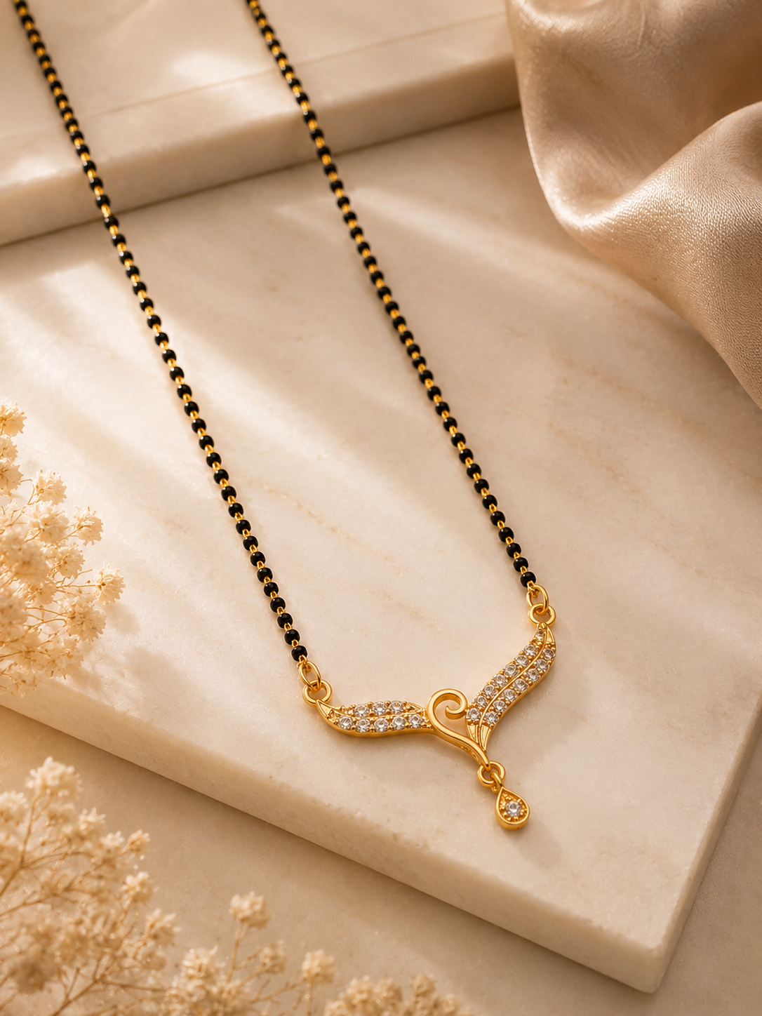 Belliza Jewels Heart Glow Gold Plated Mangalsutra