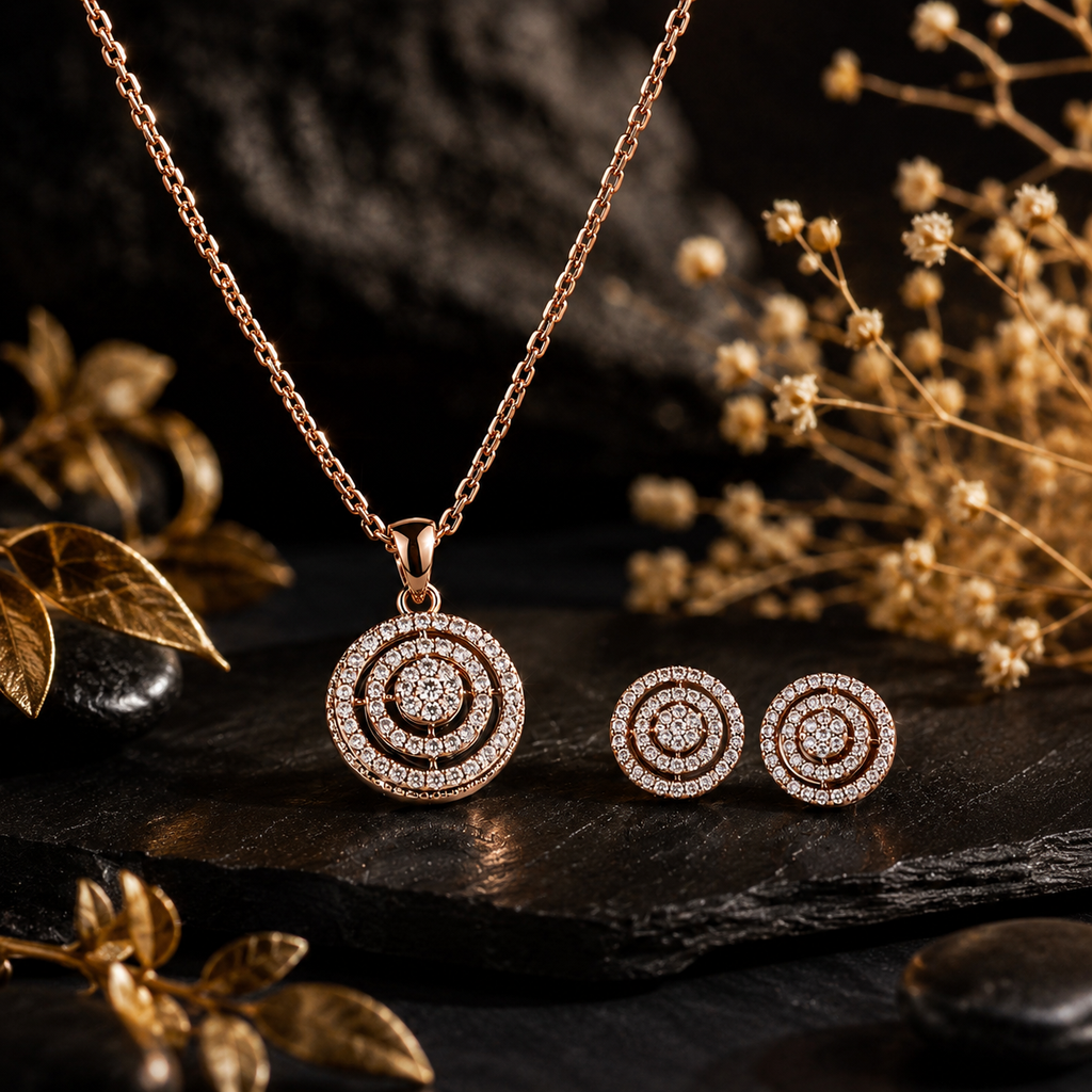 Radiance Rose Gold Crystal Pendant Set