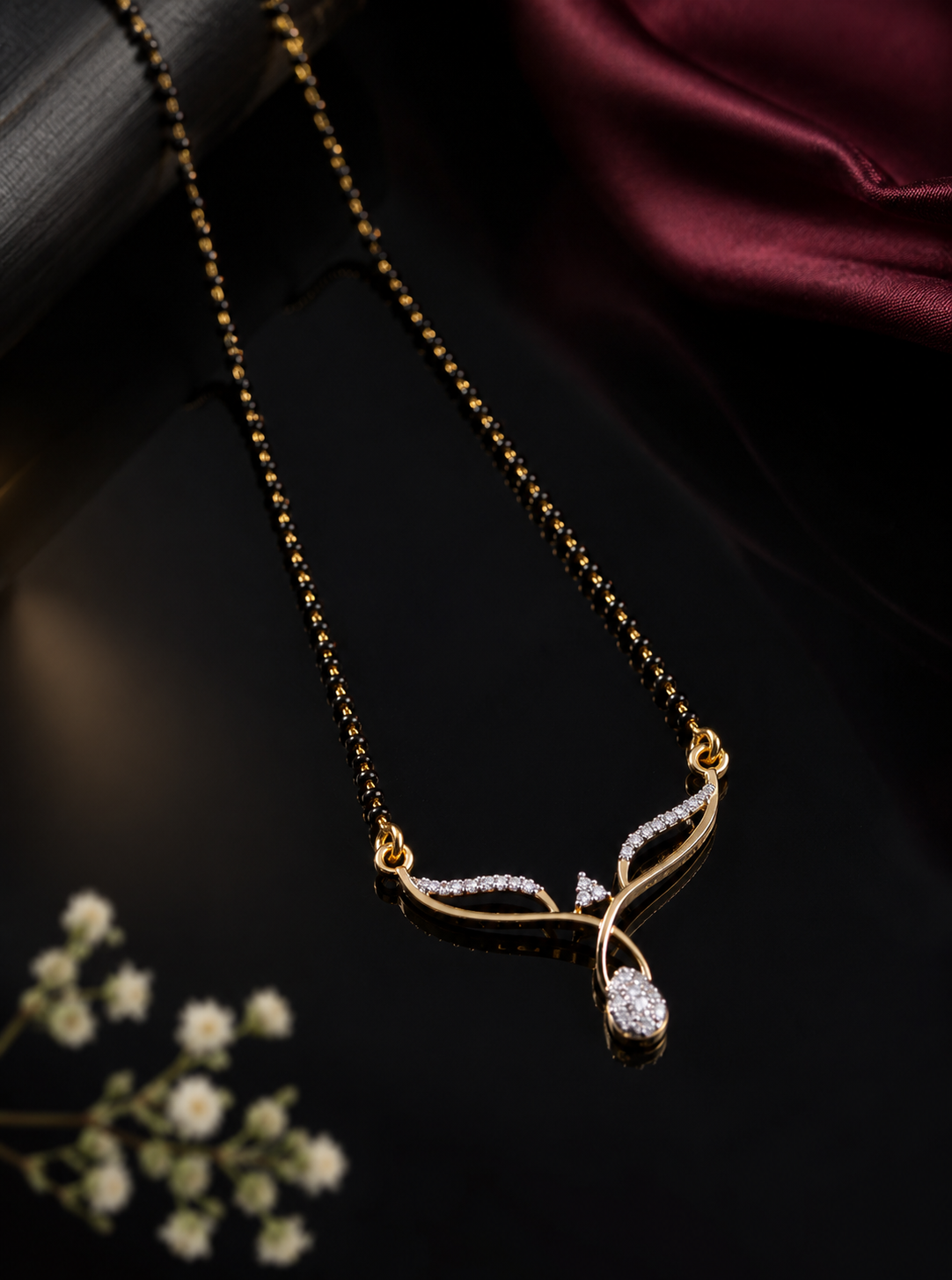 Belliza Jewels Grace Leaf Gold Plated Mangalsutra Necklace