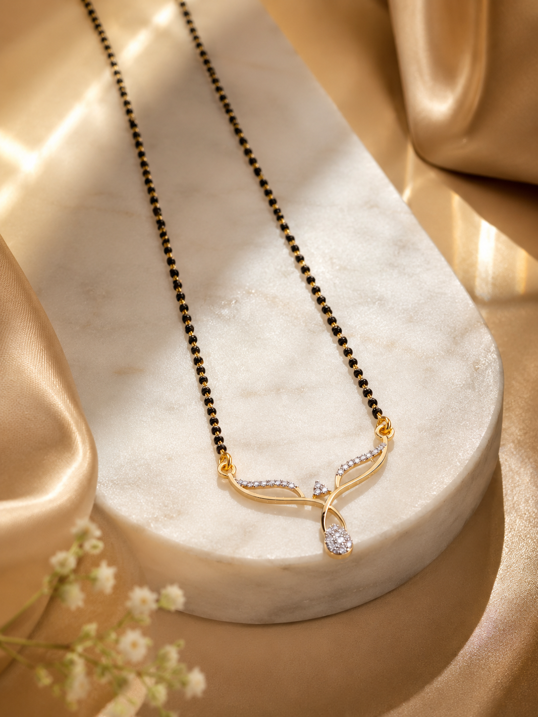 Belliza Jewels Grace Leaf Gold Plated Mangalsutra Necklace