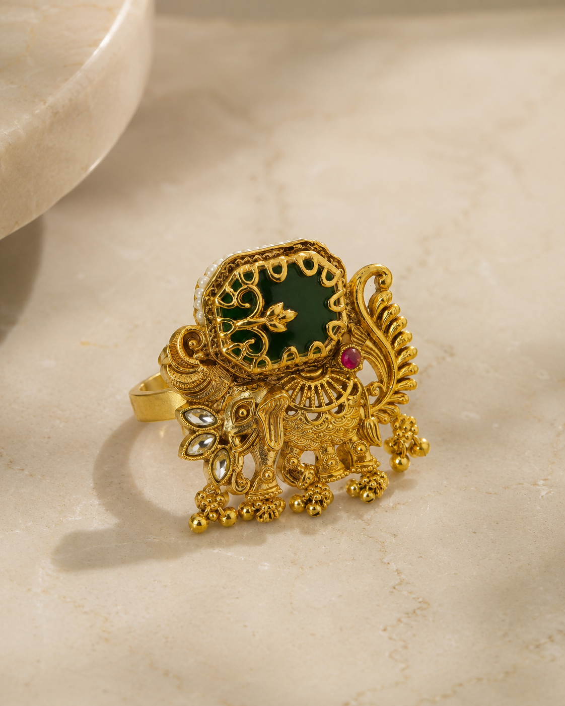 Belliza Jewels Royal Peacock Elephant Ring