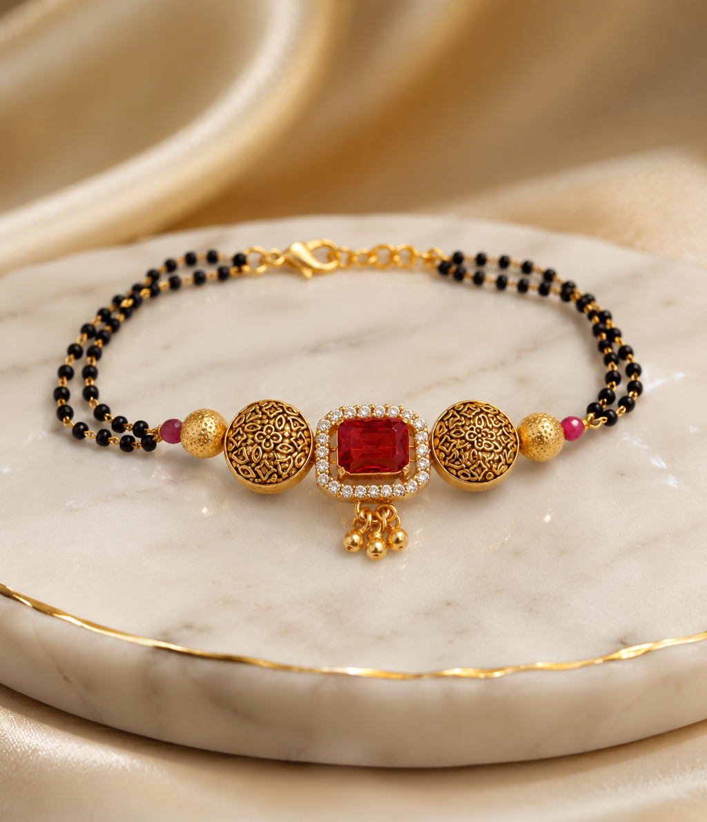 Belliza Jewels Royal Ruby Mangalsutra Bracelet