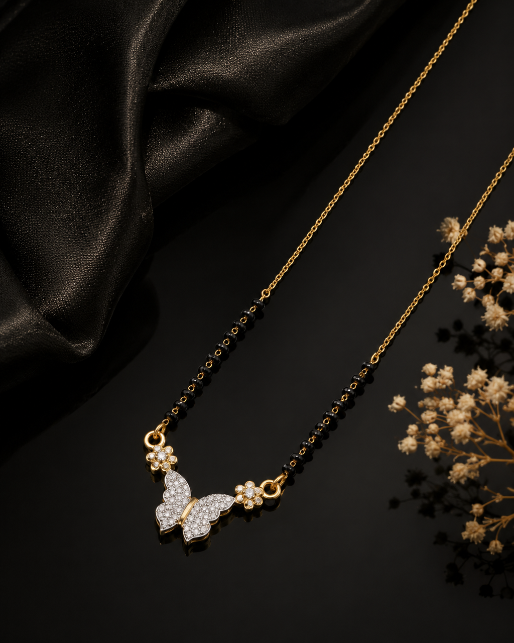 Belliza Jewels Butterfly Sparkle Gold Plated Mangalsutra