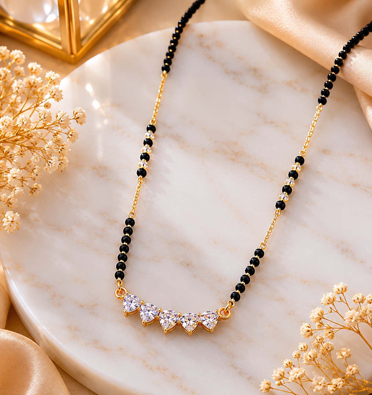 Belliza Jewels Royal Curve Diamond Mangalsutra Necklace