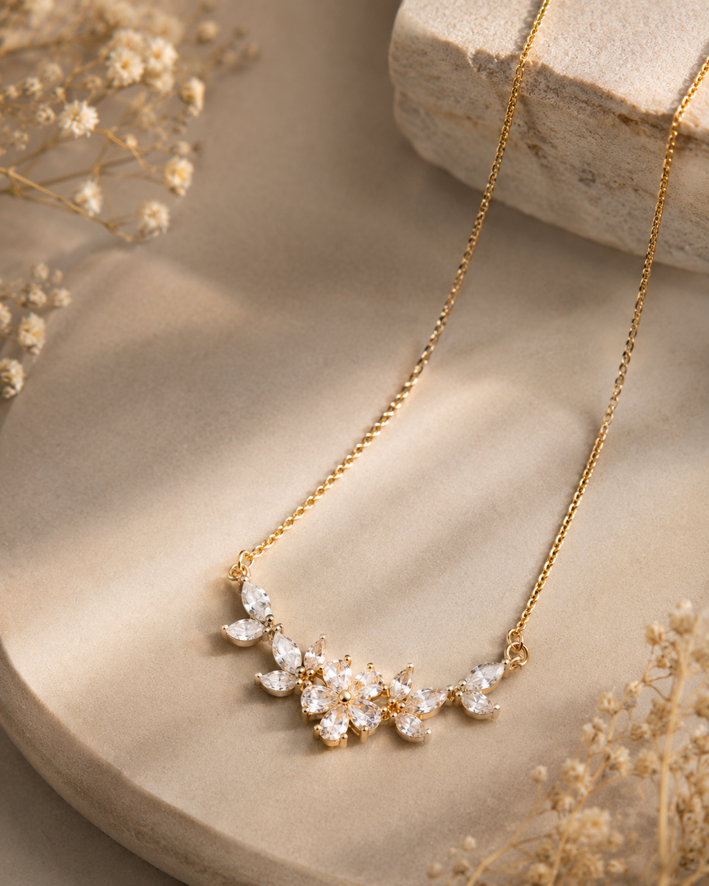 Crystal Blossom Gold Necklace