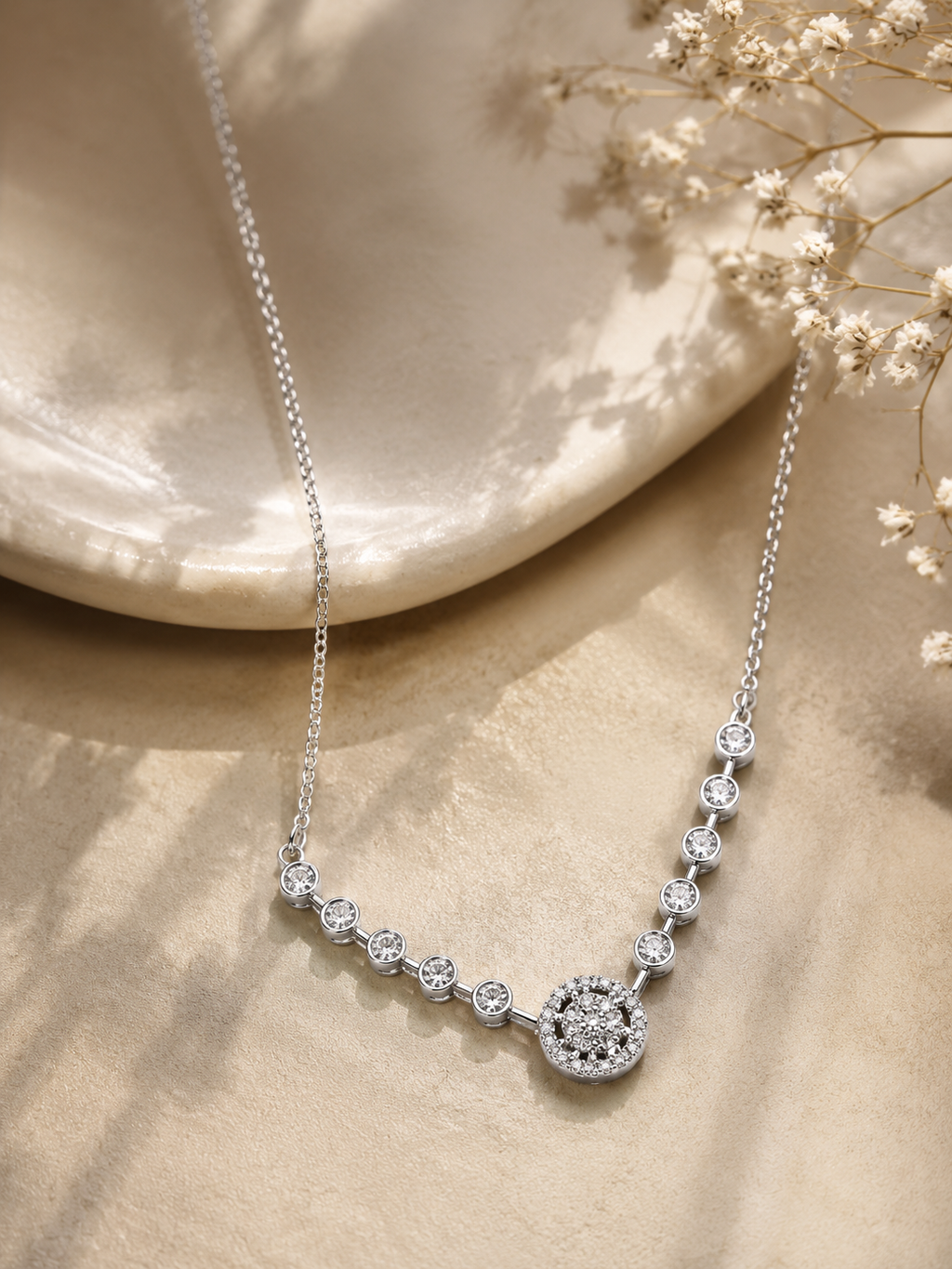 Celestial Spark Silver Necklace