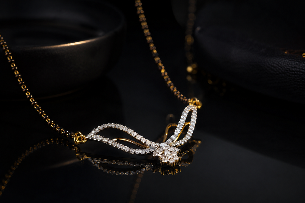 Belliza Jewels Diamond Wave Gold Plated Mangalsutra