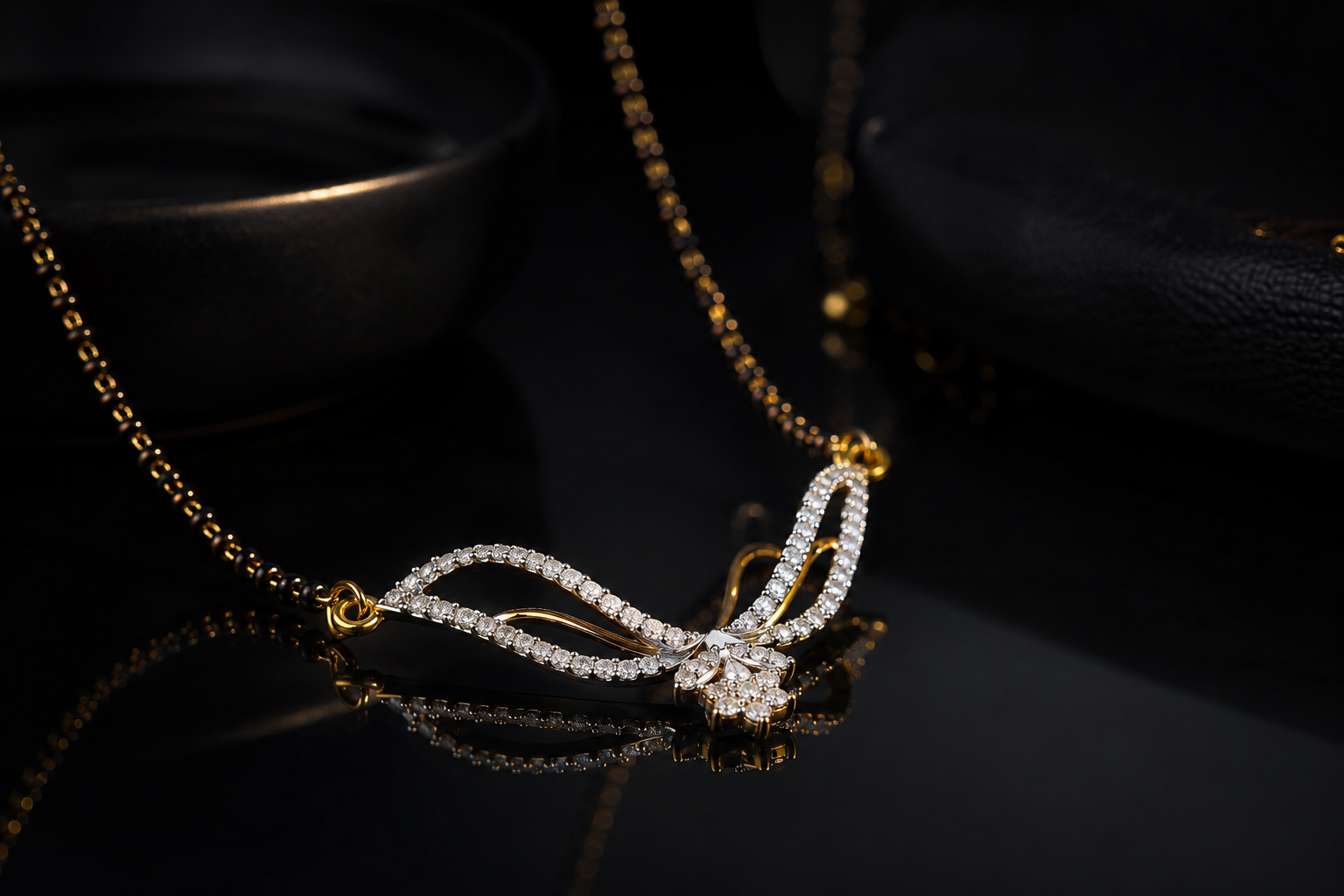 Belliza Jewels Diamond Wave Gold Plated Mangalsutra