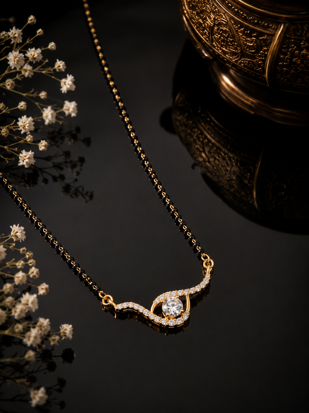 Belliza Jewels Crystal Charm Gold Plated Mangalsutra