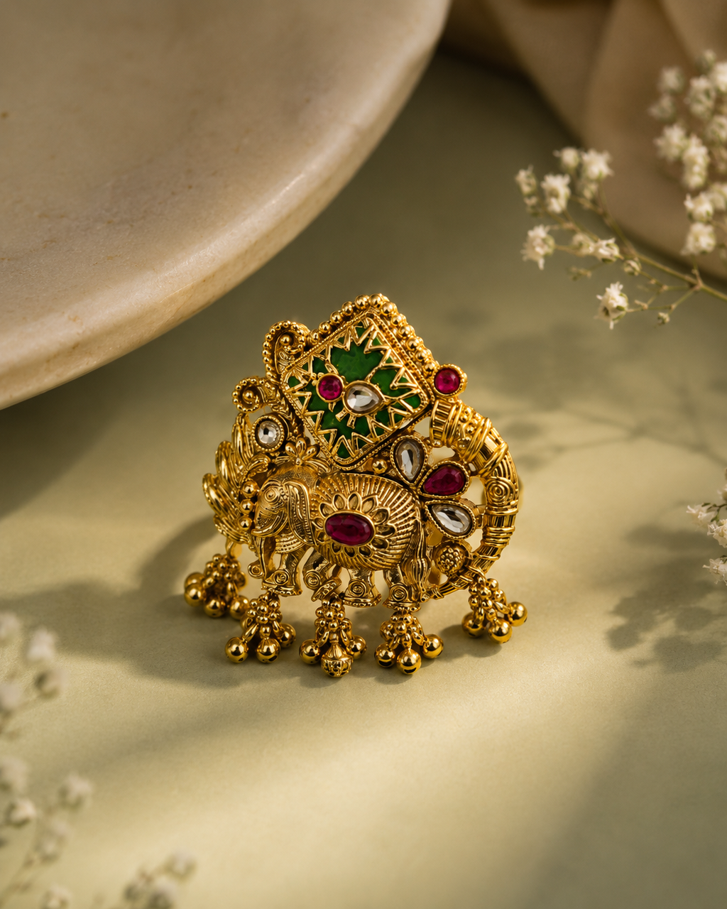 Belliza Jewels Royal Elephant Temple Ring