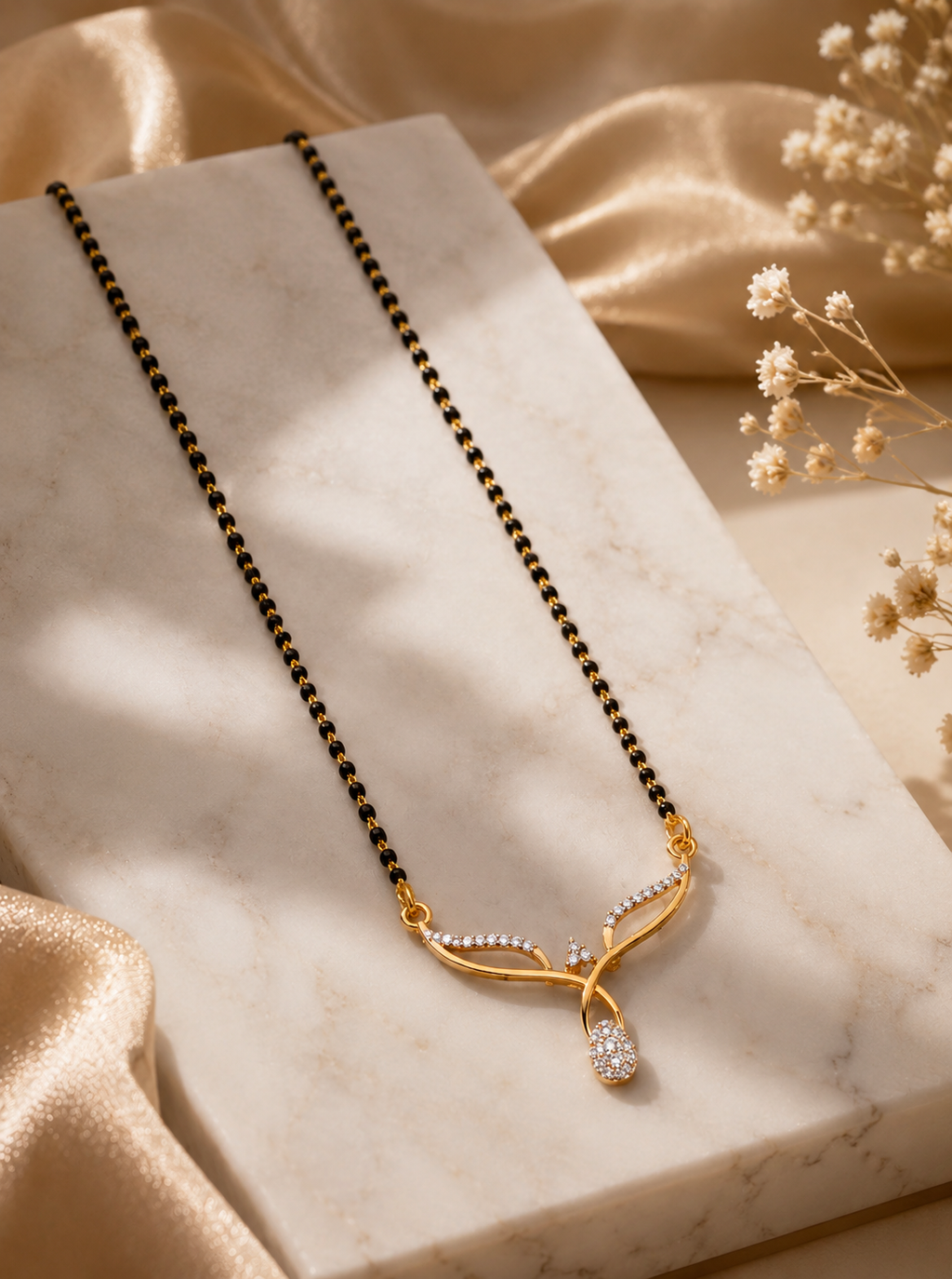 Belliza Jewels Twinkle Curve Gold Plated Mangalsutra