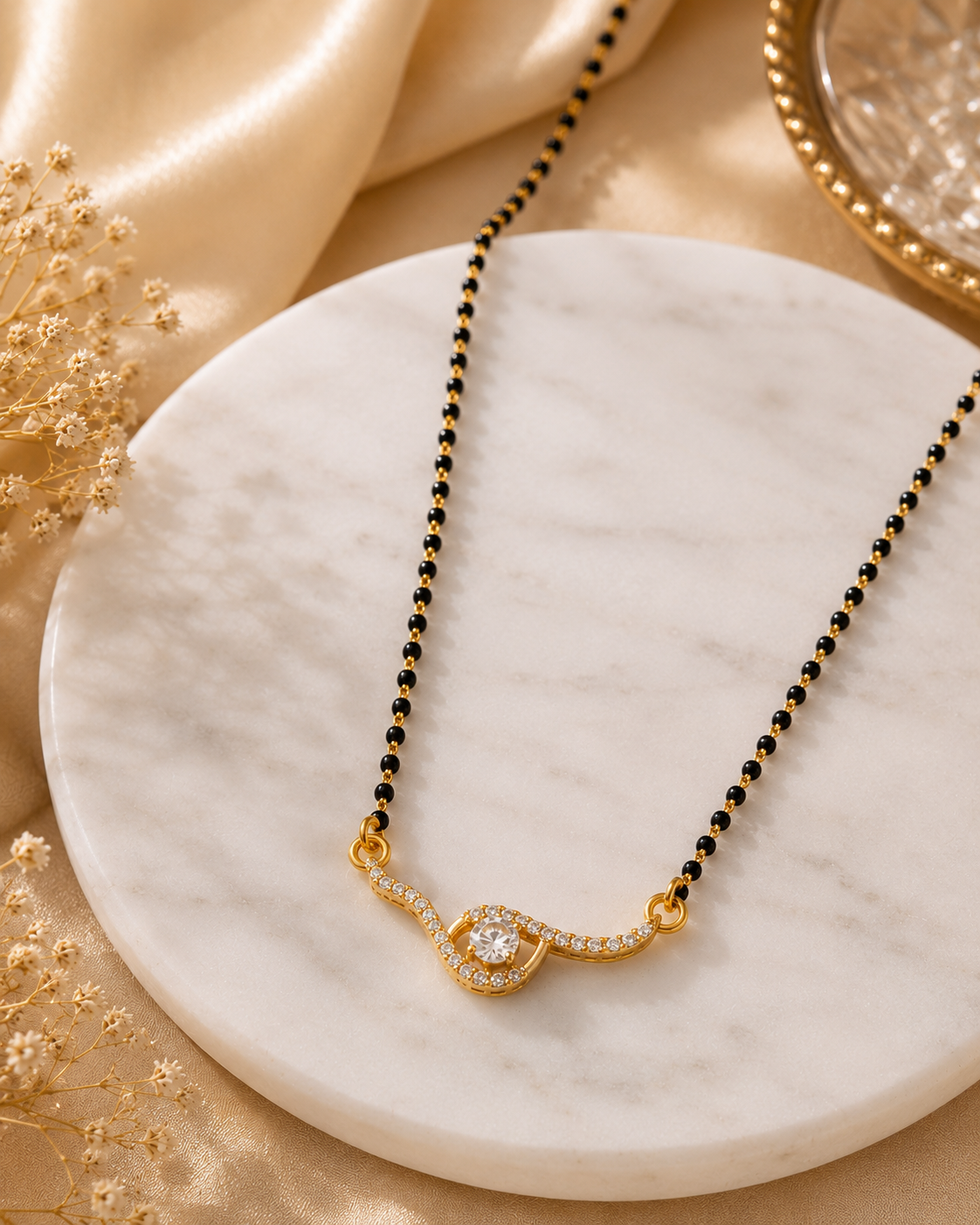 Belliza Jewels Crystal Charm Gold Plated Mangalsutra