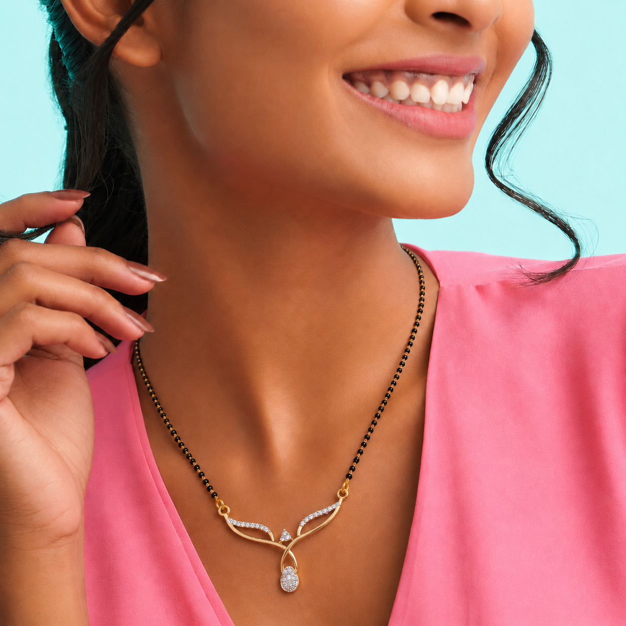 Belliza Jewels Twinkle Curve Gold Plated Mangalsutra