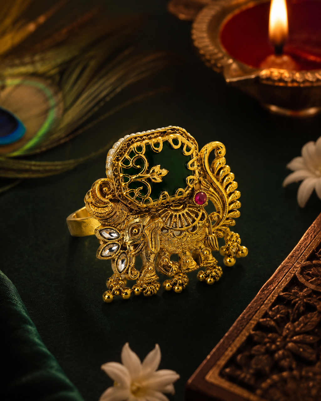Belliza Jewels Royal Peacock Elephant Ring