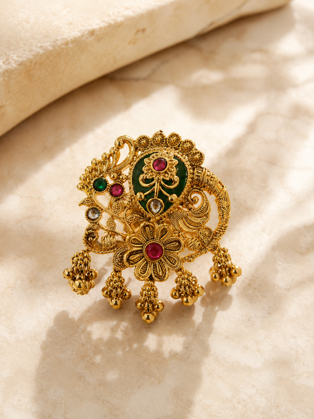 Belliza Jewels Floral Peacock Heritage Ring