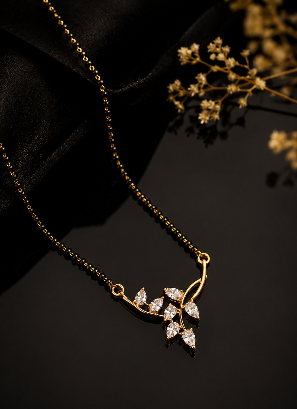 Belliza Jewels Floral Vine Gold Plated Mangalsutra