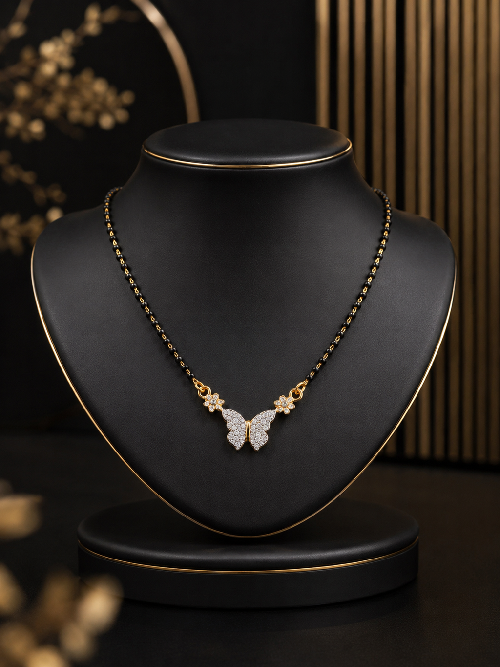 Belliza Jewels Butterfly Sparkle Gold Plated Mangalsutra
