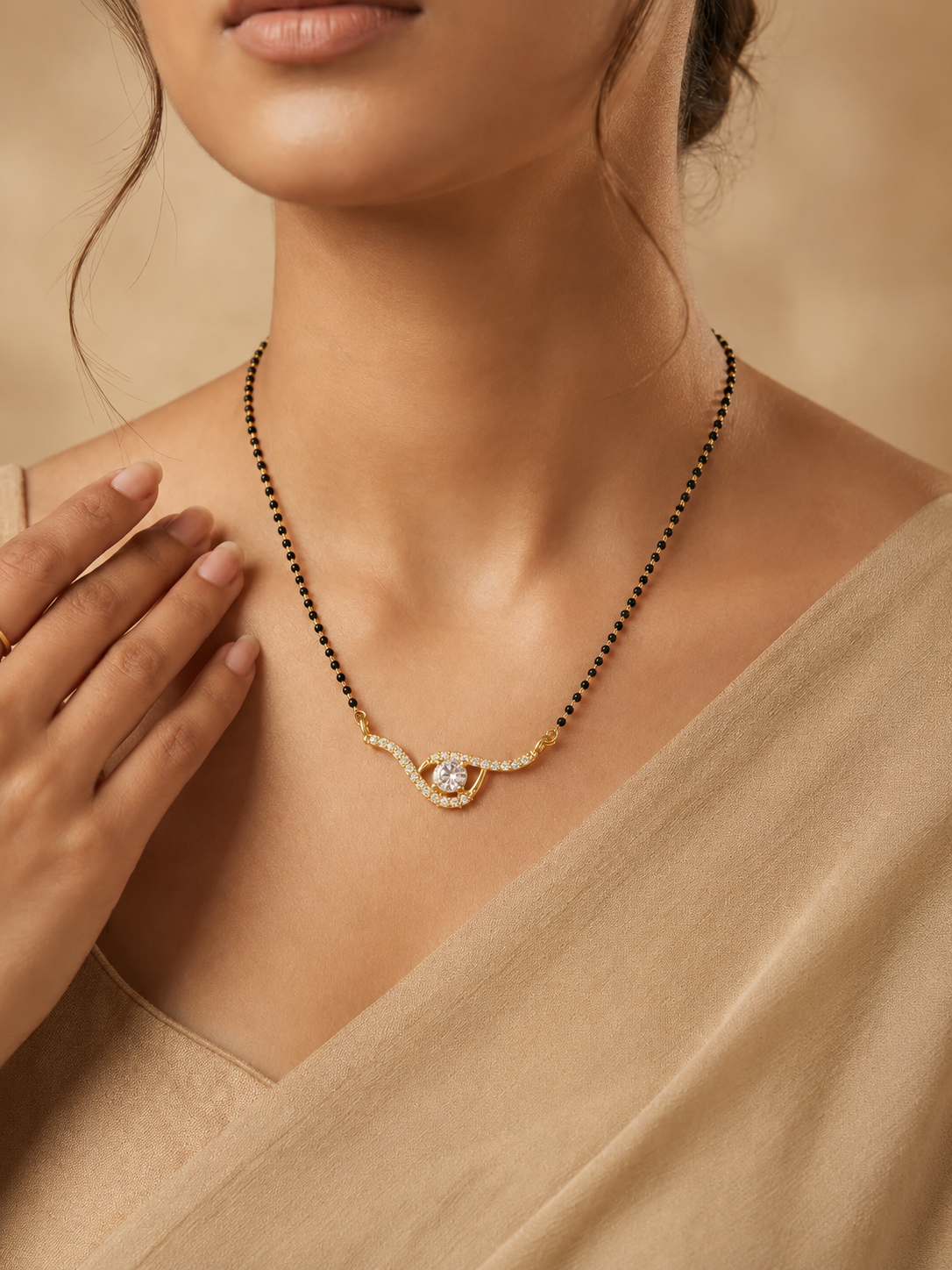 Belliza Jewels Crystal Charm Gold Plated Mangalsutra