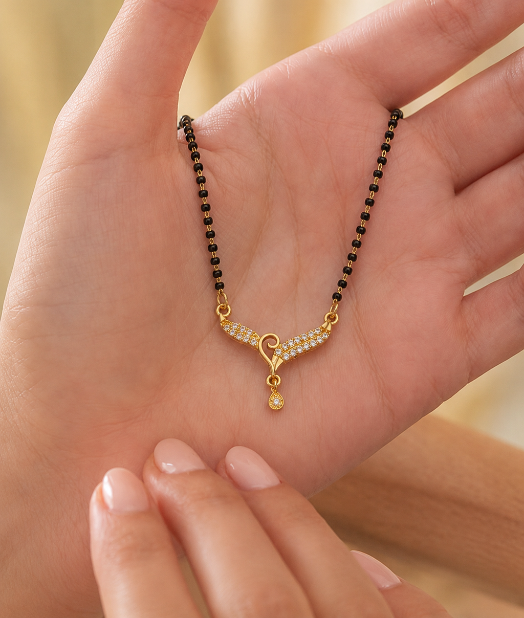 Belliza Jewels Heart Glow Gold Plated Mangalsutra