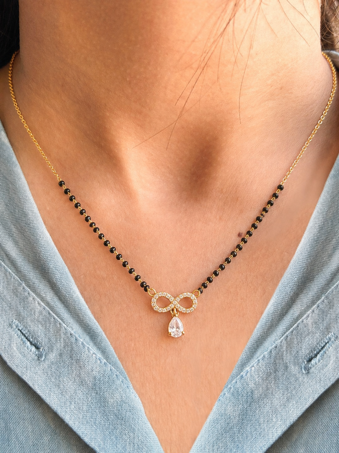 Belliza Jewels Infinity Drop Gold Plated Mangalsutra