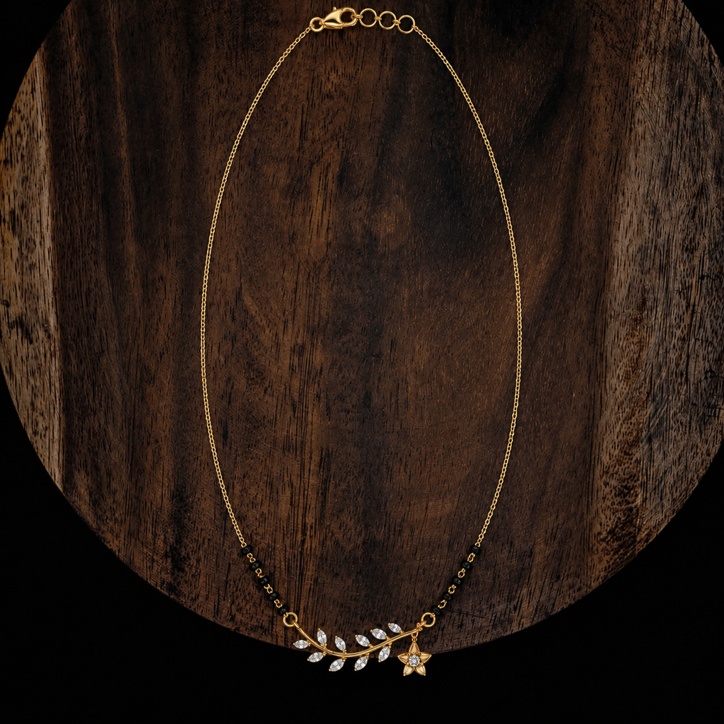 Belliza Jewels Floral Star Gold Plated Mangalsutra