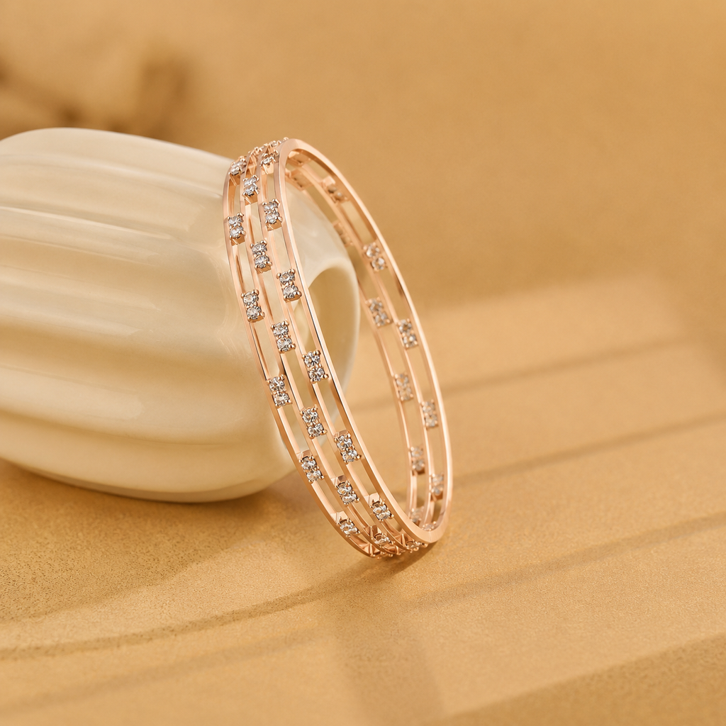 Belliza Jewels Rose Gold Crystal Studded Elegant Bangles
