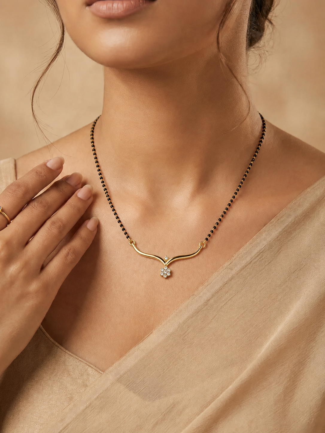 Belliza Jewels Floral Diamond Mangalsutra