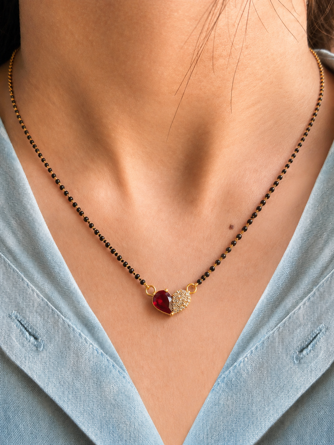 Belliza Jewels Ruby Heart Mangalsutra