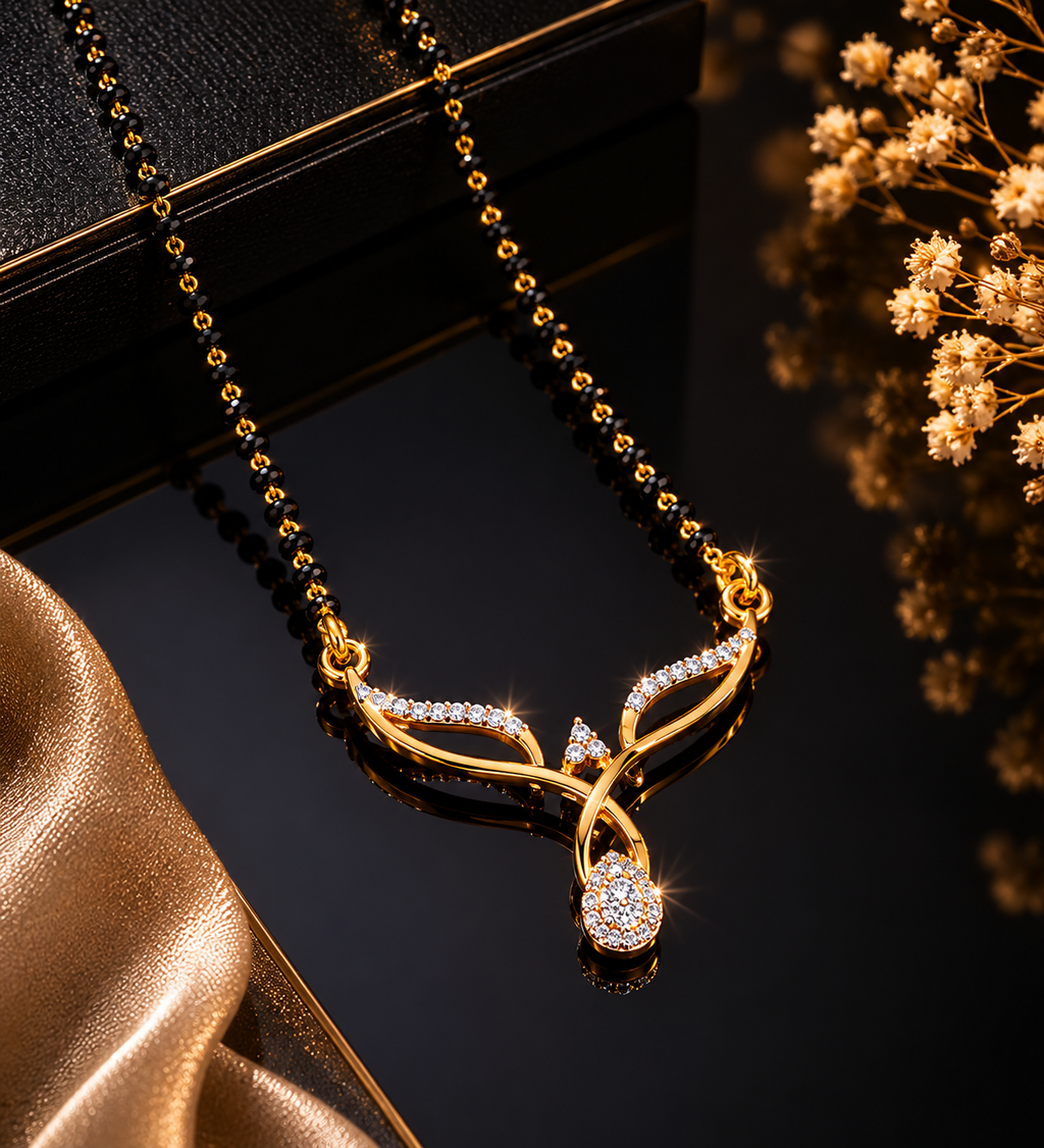Belliza Jewels Twinkle Curve Gold Plated Mangalsutra