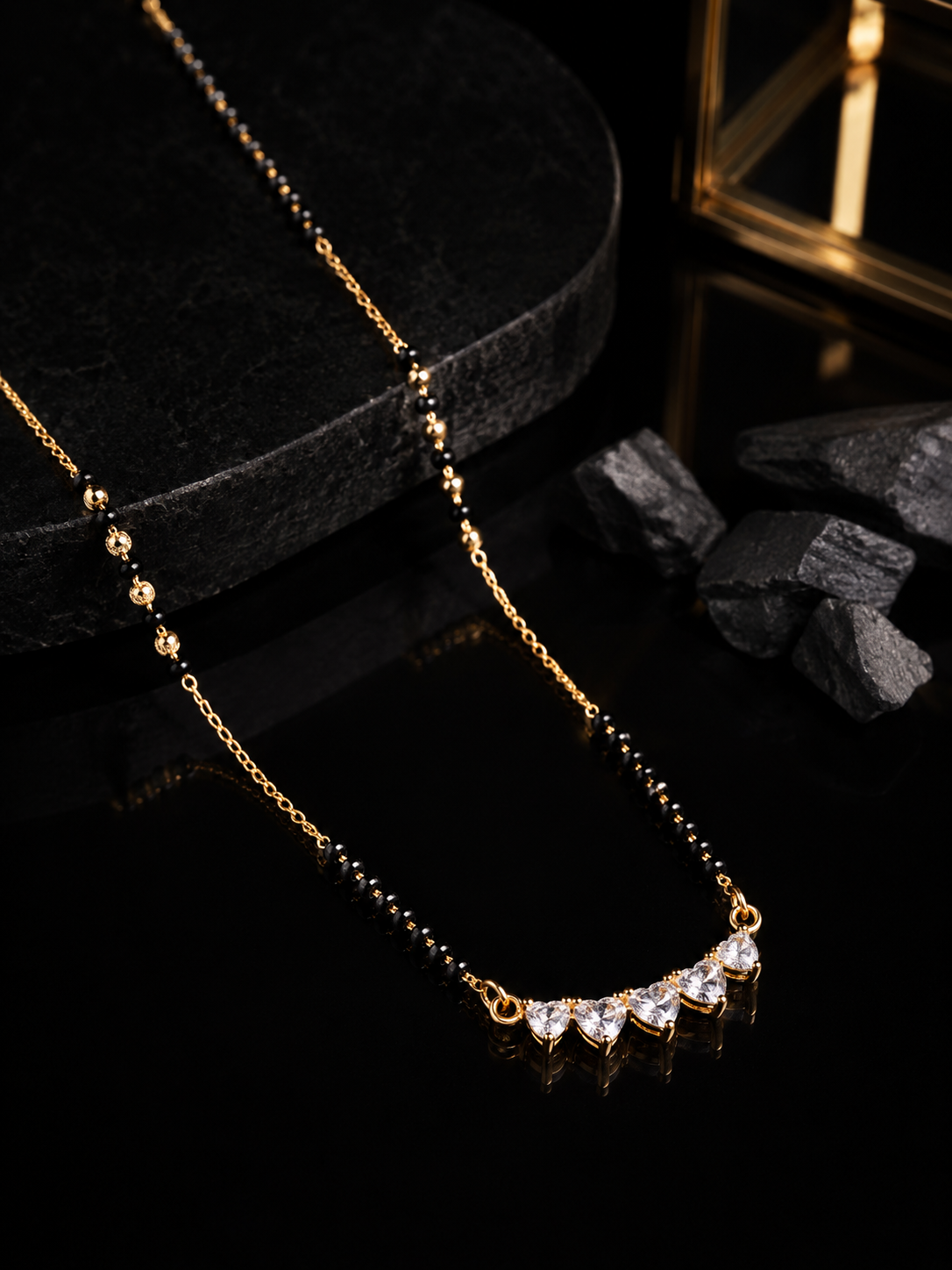 Belliza Jewels Royal Curve Diamond Mangalsutra Necklace
