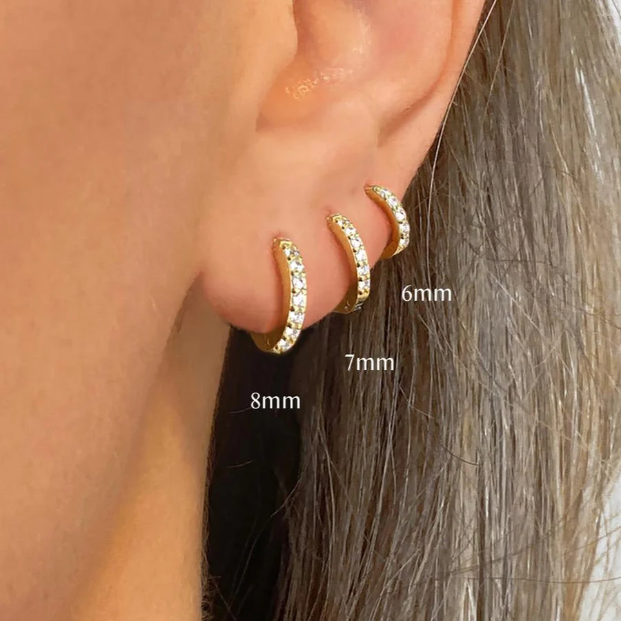 Pave Huggie Hoop Earrings - Image 2